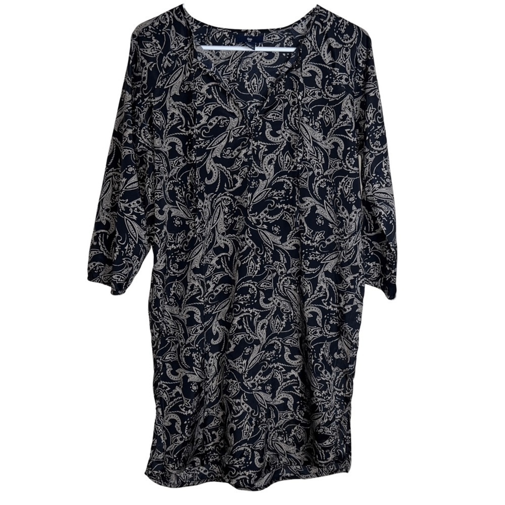 GAP Black and Beige Abstract Floral Pattern Shift Dress Size Medium